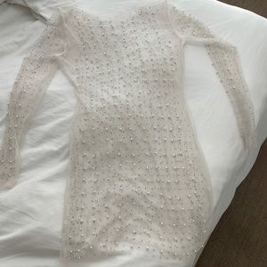 Short Pearl White Mesh Swim Cover Up